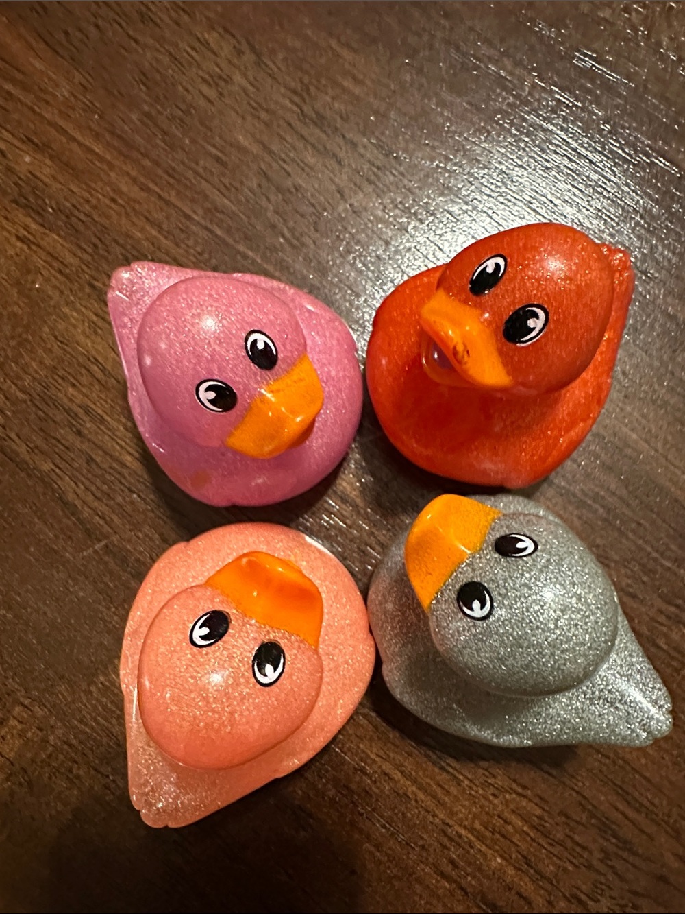 Glitter Rubber Ducks- Pink, Orange, Coral, Silver - Happy ducking